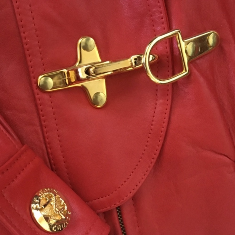 Vintage 90’s ψ St John Collection ψ Nautical Leather Jacket ψ Gold Logo Hardware - Picture 11 of 16